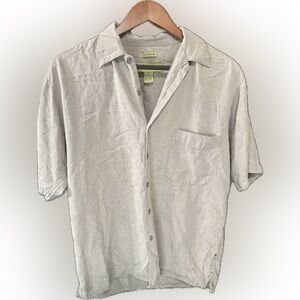 Cabana by David Carey Men’s Silk Blend Shirt M Light Grey Beige